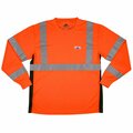 Mcr Safety Garments, LS Tshirt, CL3, Birdseye, Oran L X5 LSTSCL3MOX5